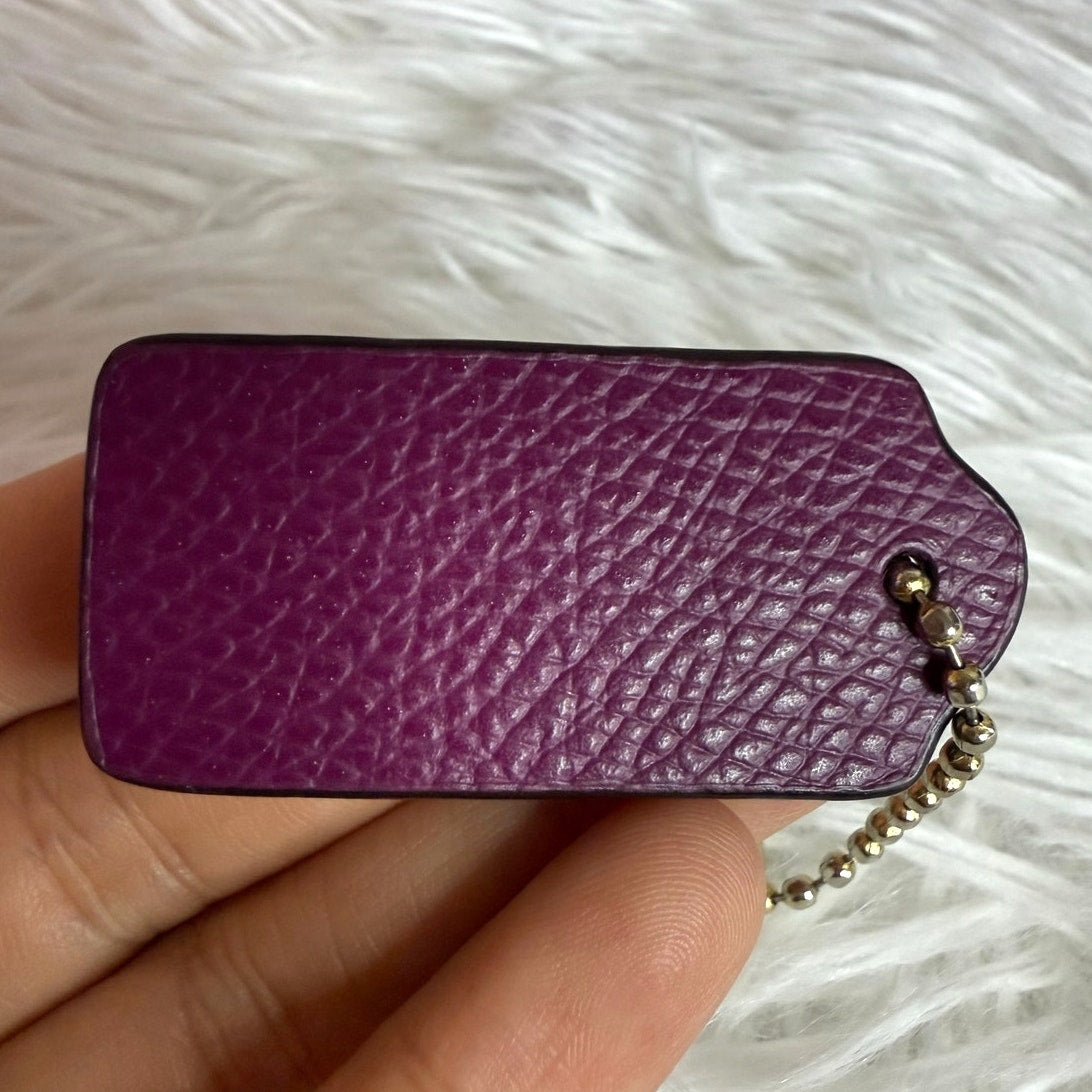 1.5" COACH Purple Fob Bag Charm Hang tag Hangtag