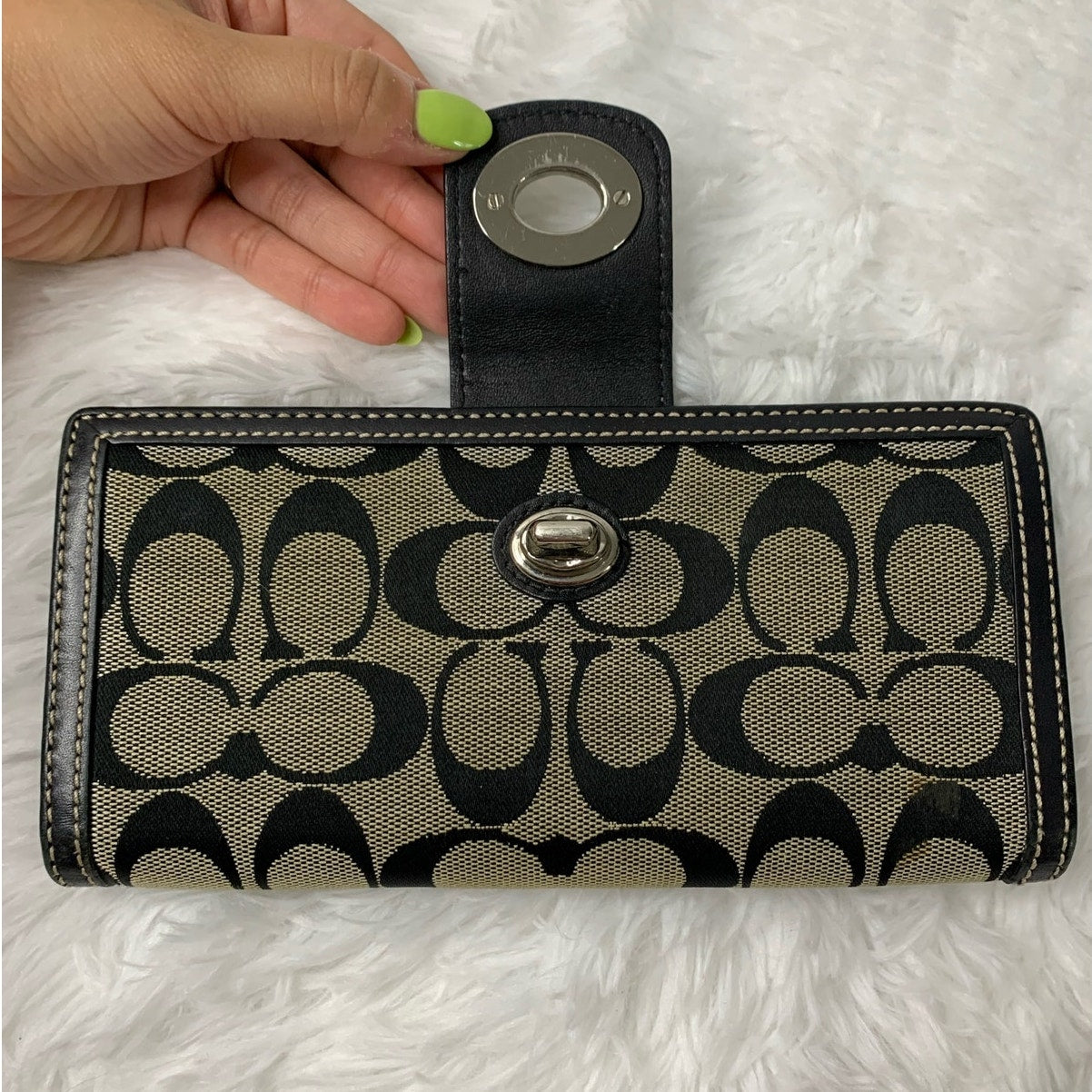 y2k Coach Black Gray Turnlock Wallet