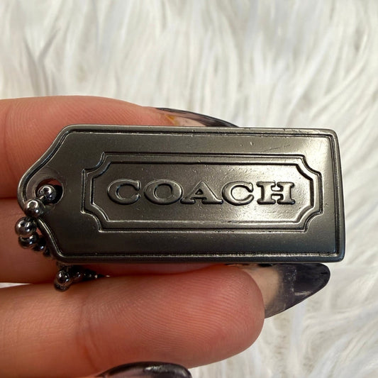 1.5" Vintage COACH y2k Gunmetal Fob Bag Charm Hang tag Hangtag