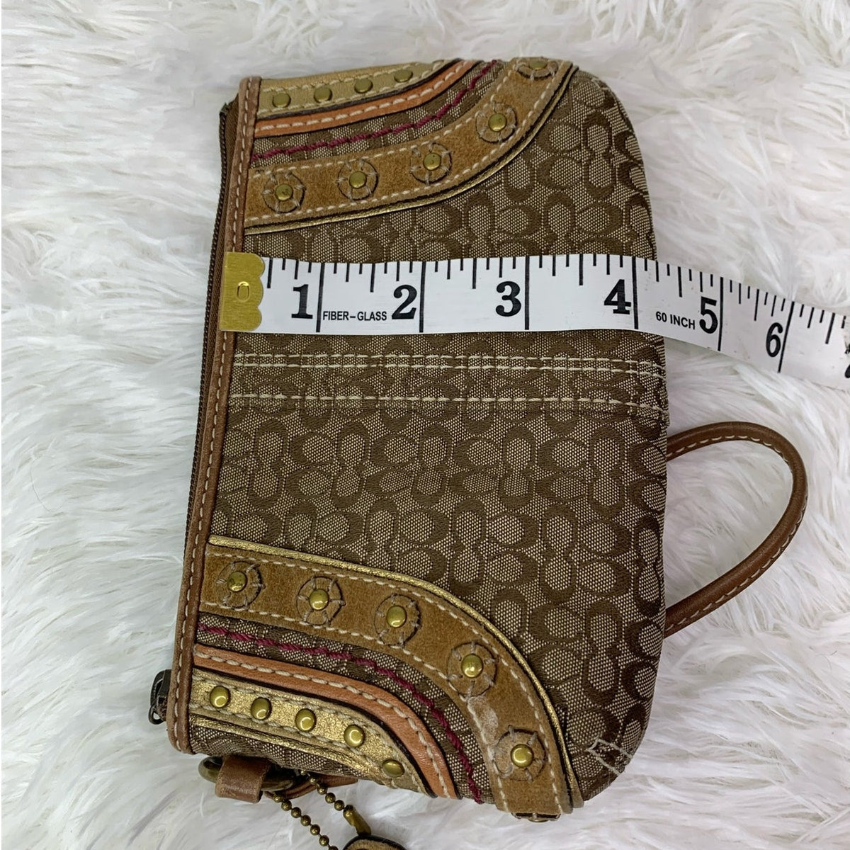 COACH Brown Signature Canvas Wristlet