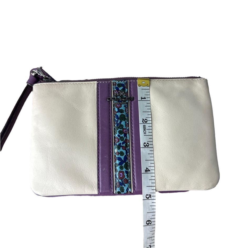 COACH Cream Purple Floral Wristlet