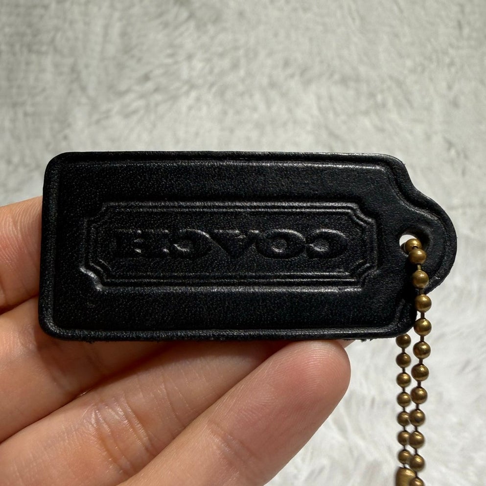 2" Vintage COACH Black Sheridan Collection Fob Bag Charm Hang tag Hangtag