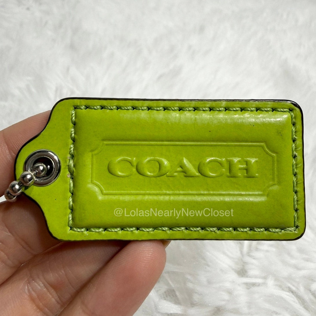 2" COACH Lime Fob Bag Charm Hang tag Hangtag