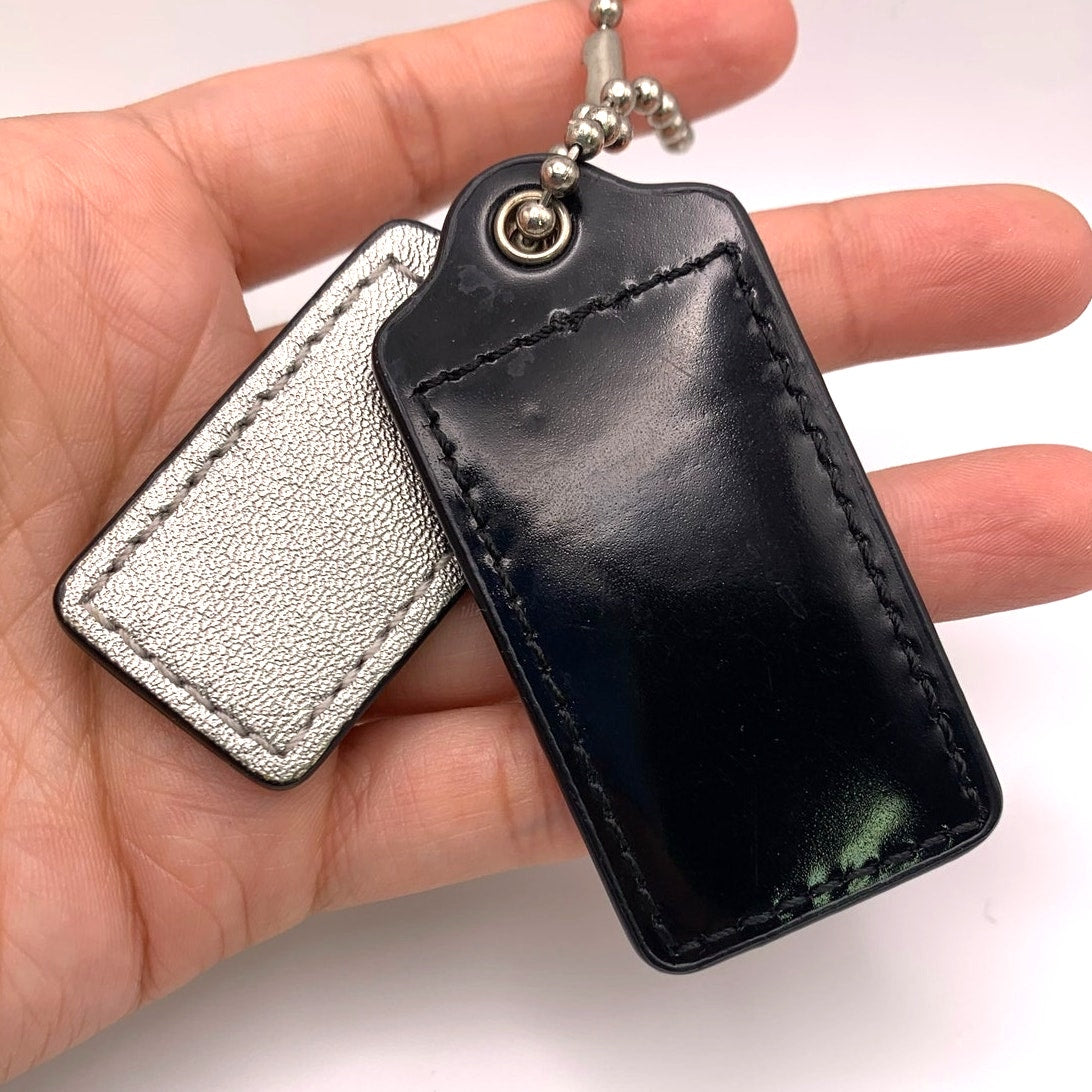 Double Black Silver COACH Replacement Hang Tag Bag Charm