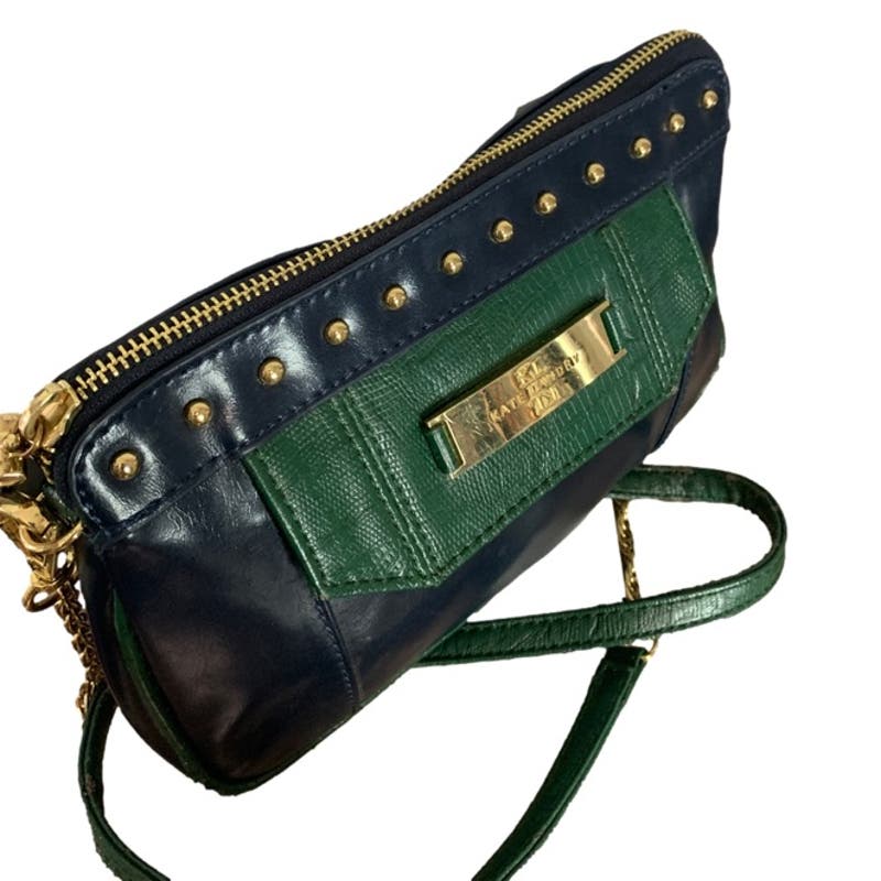 Kate Landry Blue and Green Gold Chain Crossbody