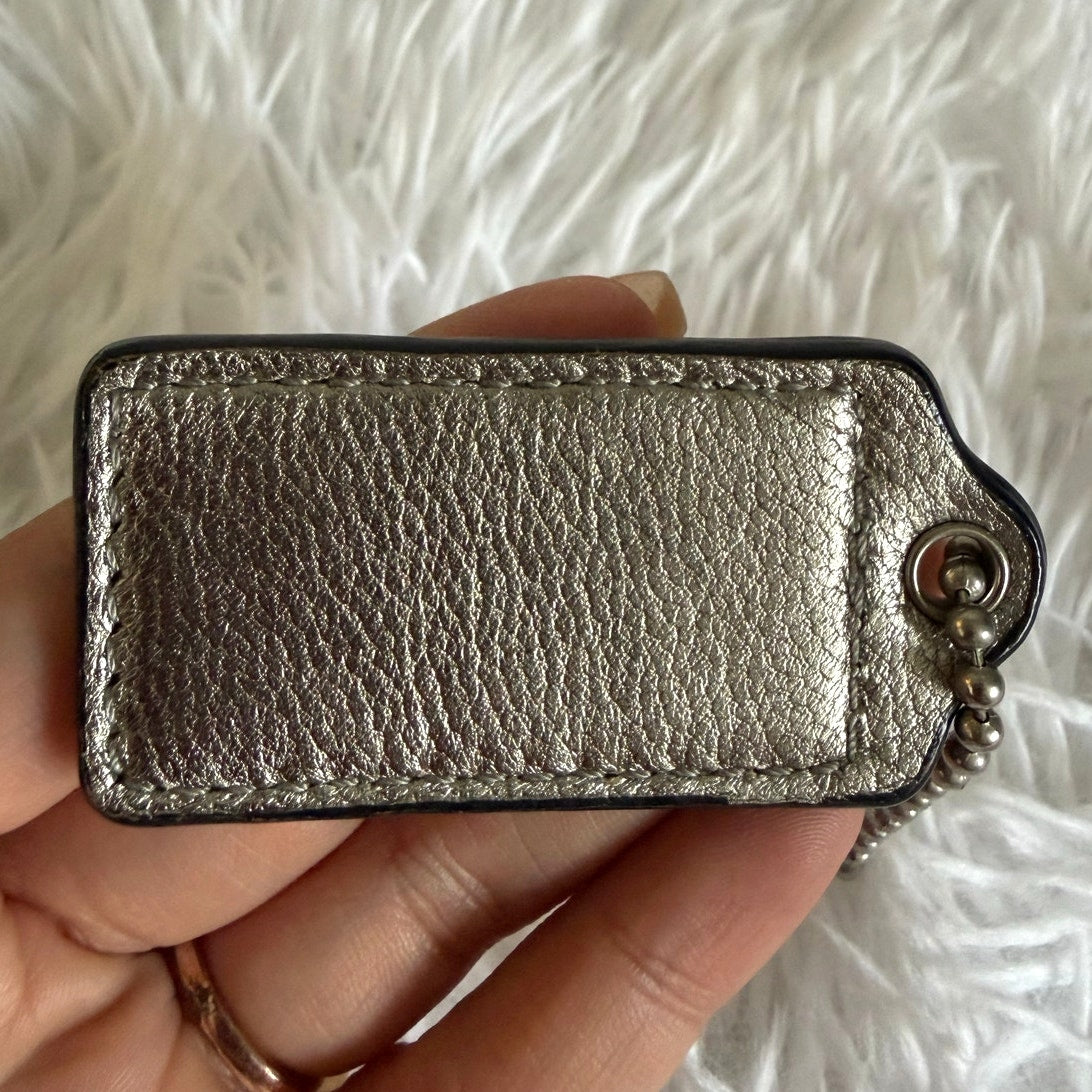 2"  COACH Silver Fob Bag Charm Hang tag Hangtag