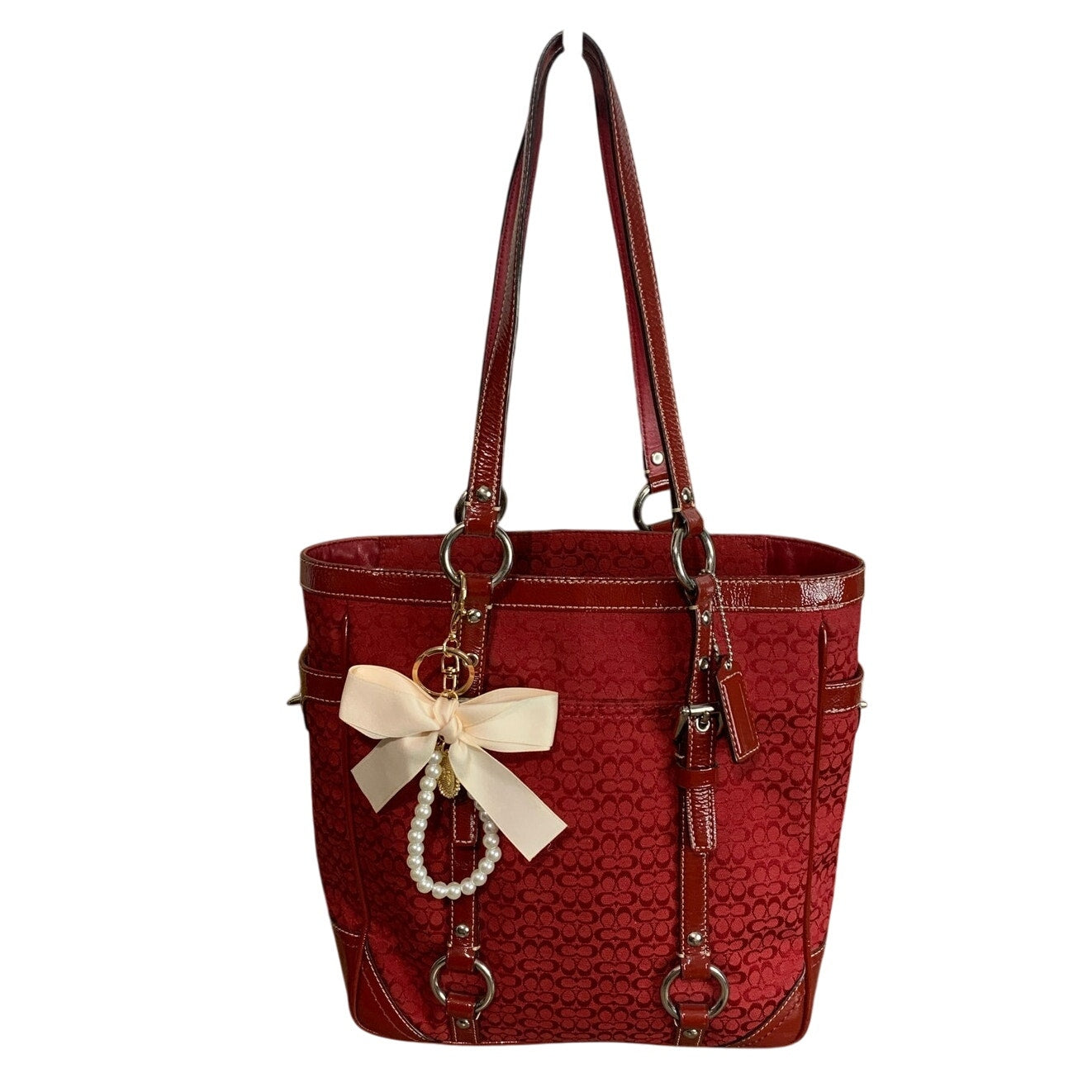 COACH y2k Red Signature Canvas Tote Shoulder Bag