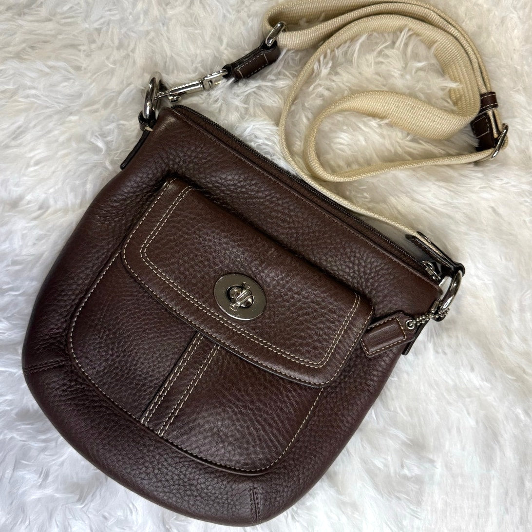 COACH Brown Hamilton Pebbled Leather Crossbody