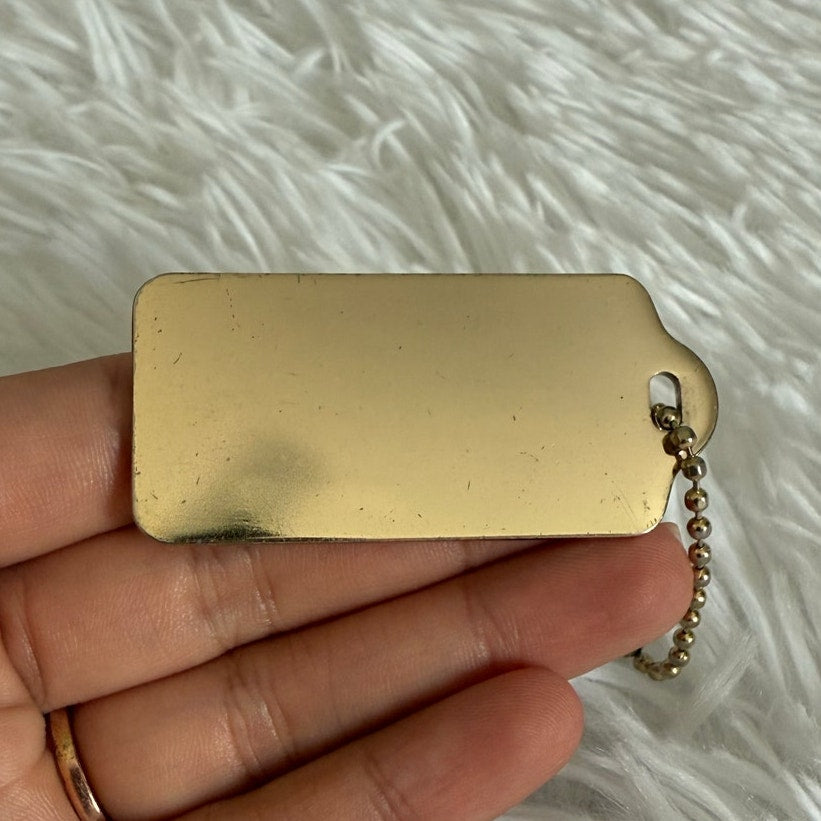 2" COACH Gold Metal Fob Bag Charm Hang tag Hangtag