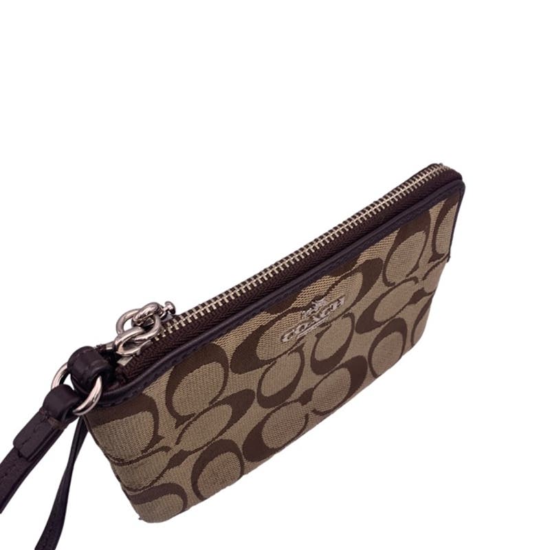 COACH Brown Signature Canvas Wristlet