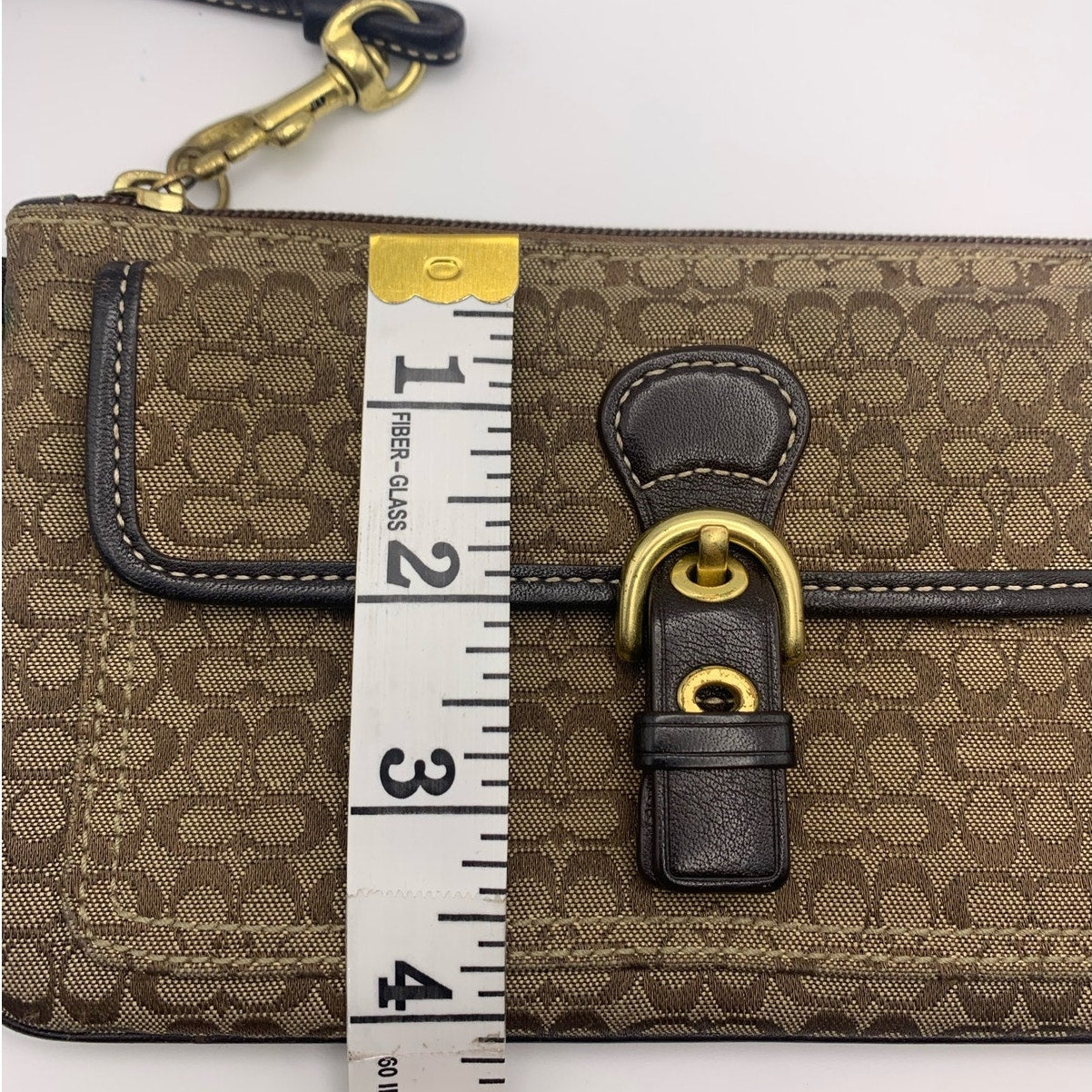 y2k COACH Brown Signature Canvas Wristlet