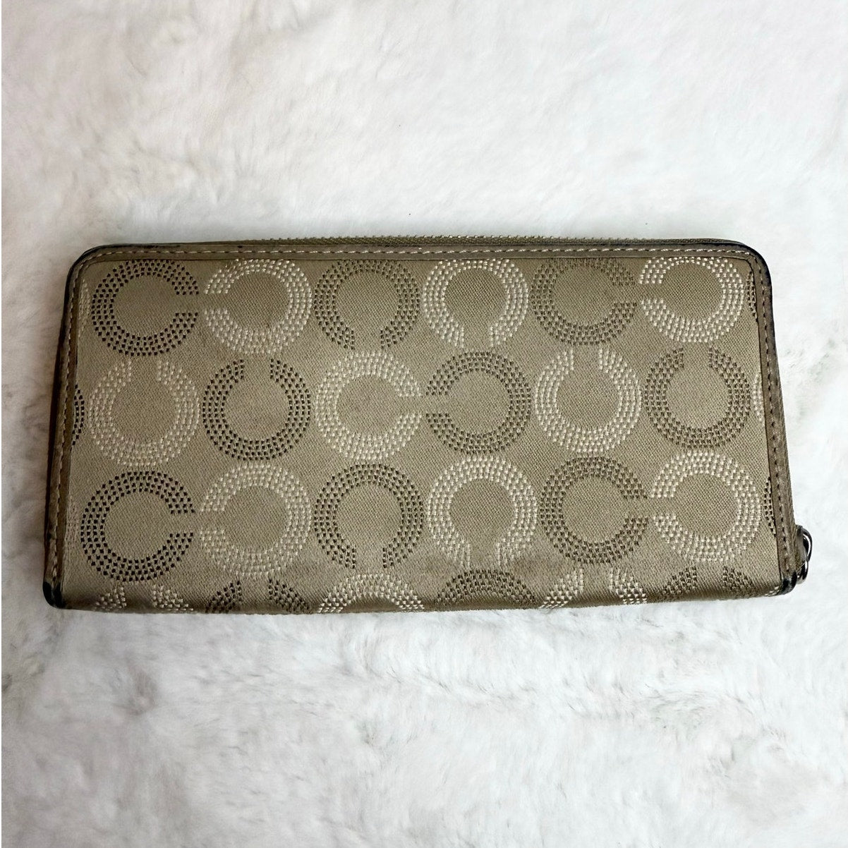 COACH Signature Canvas Zip Around Wallet
