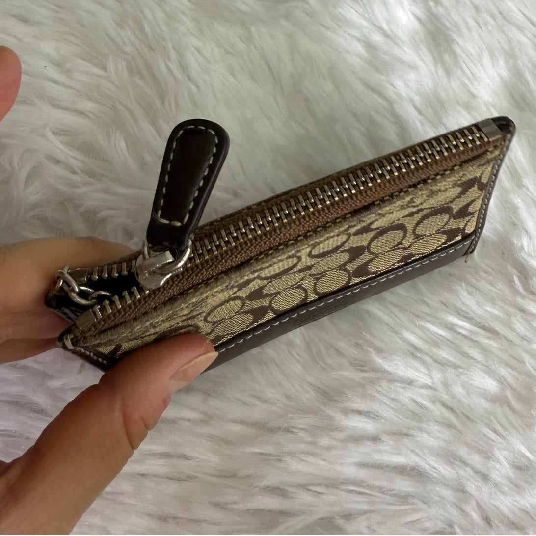 SALE Coach Brown Signature Card Holder Coin Purse