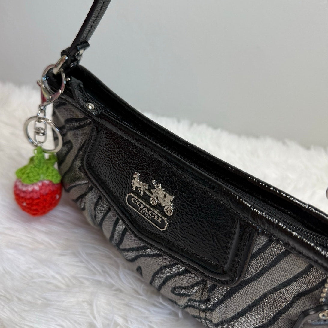 y2k COACH Zebra Silver Print Black Metallic Mini Purse / Wristlet