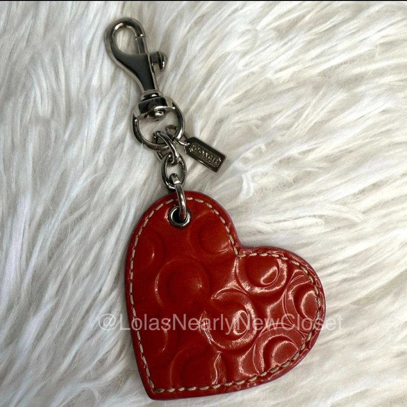 y2k COACH Red Pink Patent Leather Bag Charm Key Fob