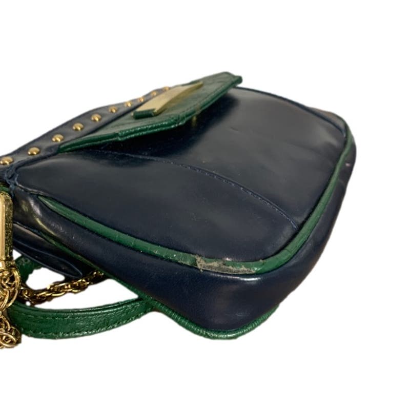 Kate Landry Blue and Green Gold Chain Crossbody