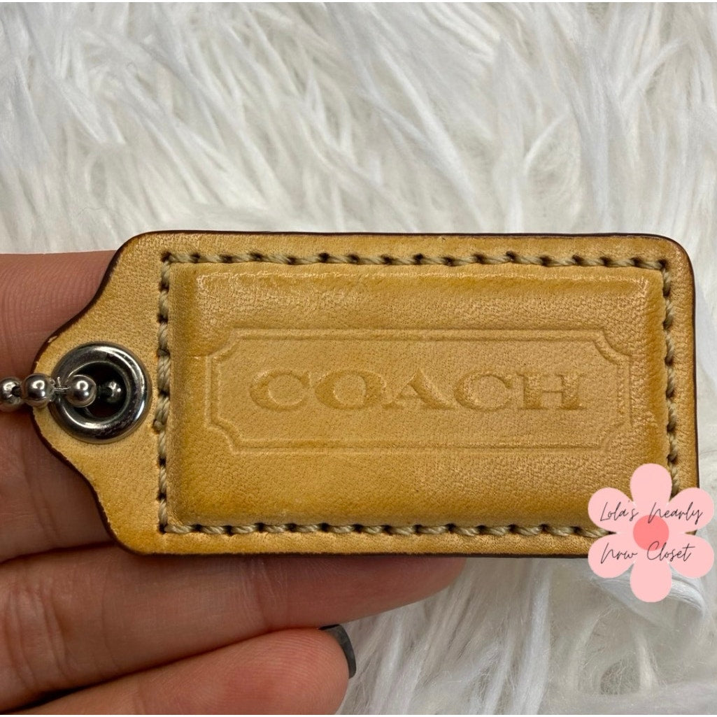 2” COACH Tan Fob Bag Charm Hang tag Hangtag