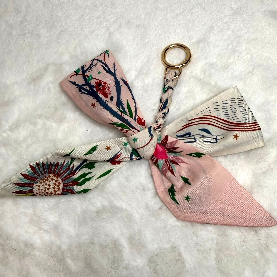 New Weave Bowknot Pendant Bag Charm Soft Silk Scarf Keychain Fashion Charm