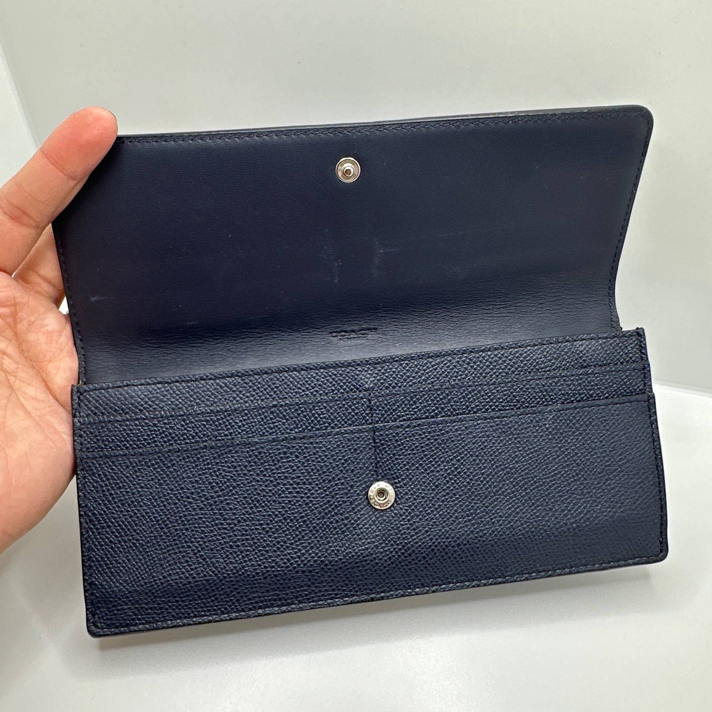 COACH Navy Blue Slim Trifold Wallet