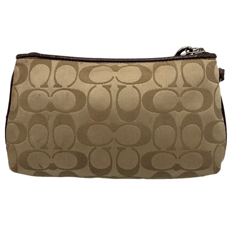 COACH Brown Signature Canvas Wristlet