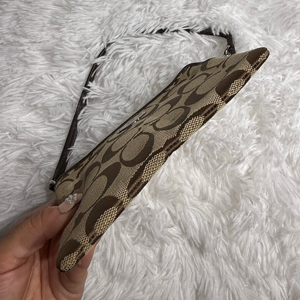 Sale COACH Brown Signature Canvas Wristlet