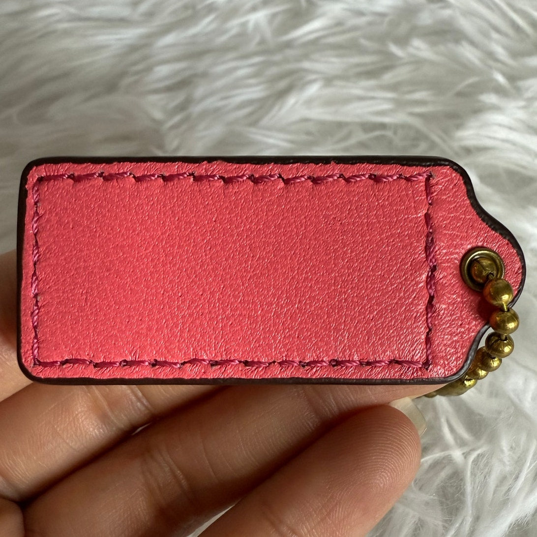2" COACH Pink Fob Bag Charm Hang tag Hangtag