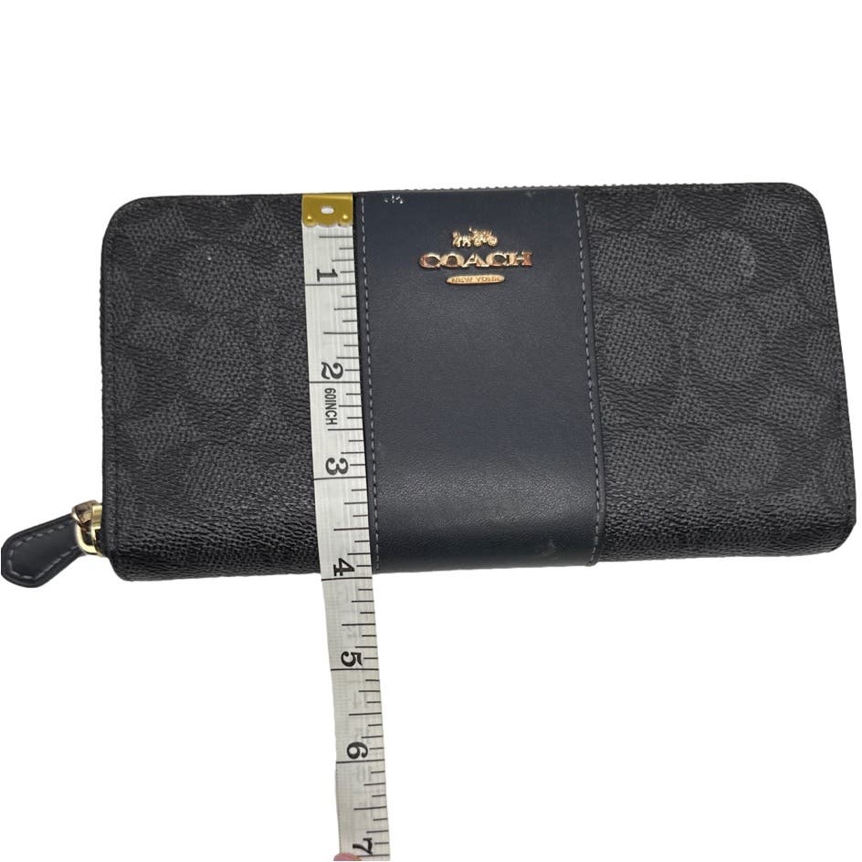 COACH Signature Coated Canvas Zip Around Wallet