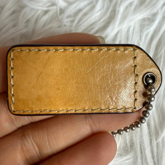 1.5" y2k COACH Tan Fob Bag Charm Hang tag Hangtag