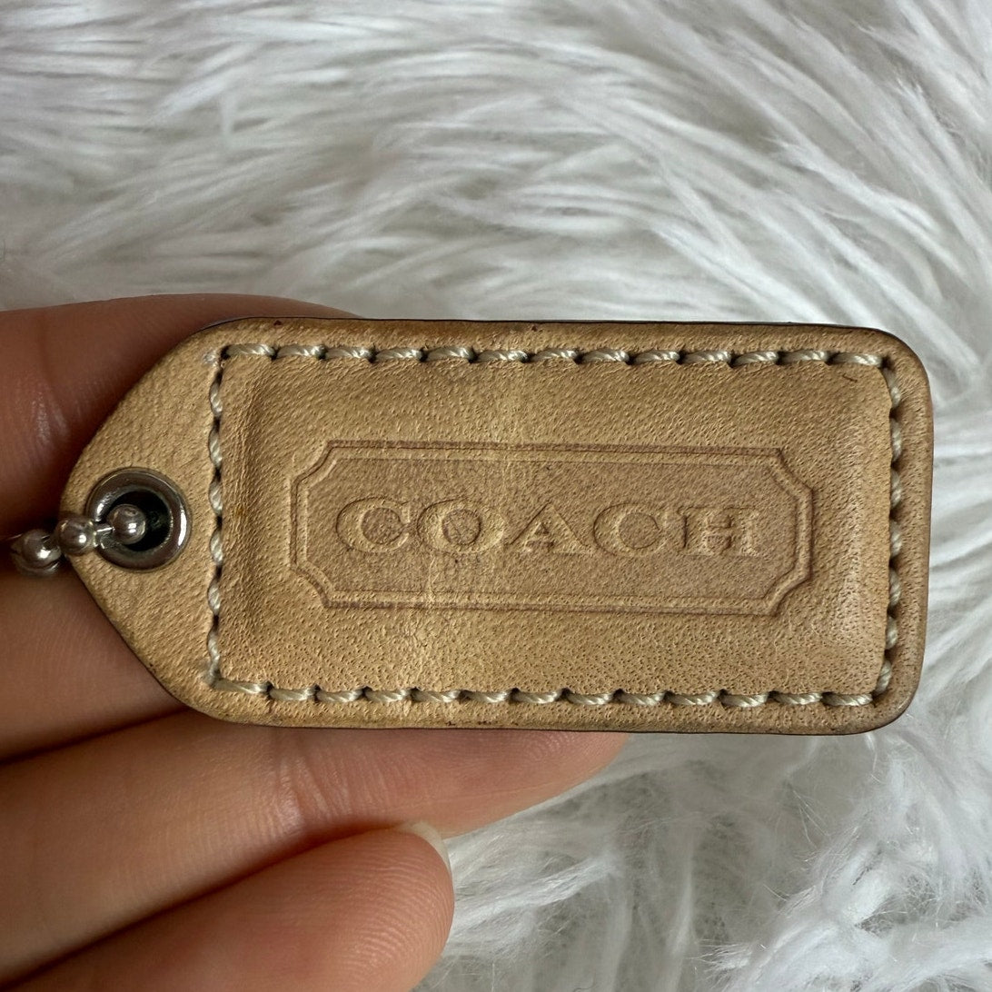 1.5" Y2k COACH Vintage Tan Fob Bag Charm Hang tag Hangtag