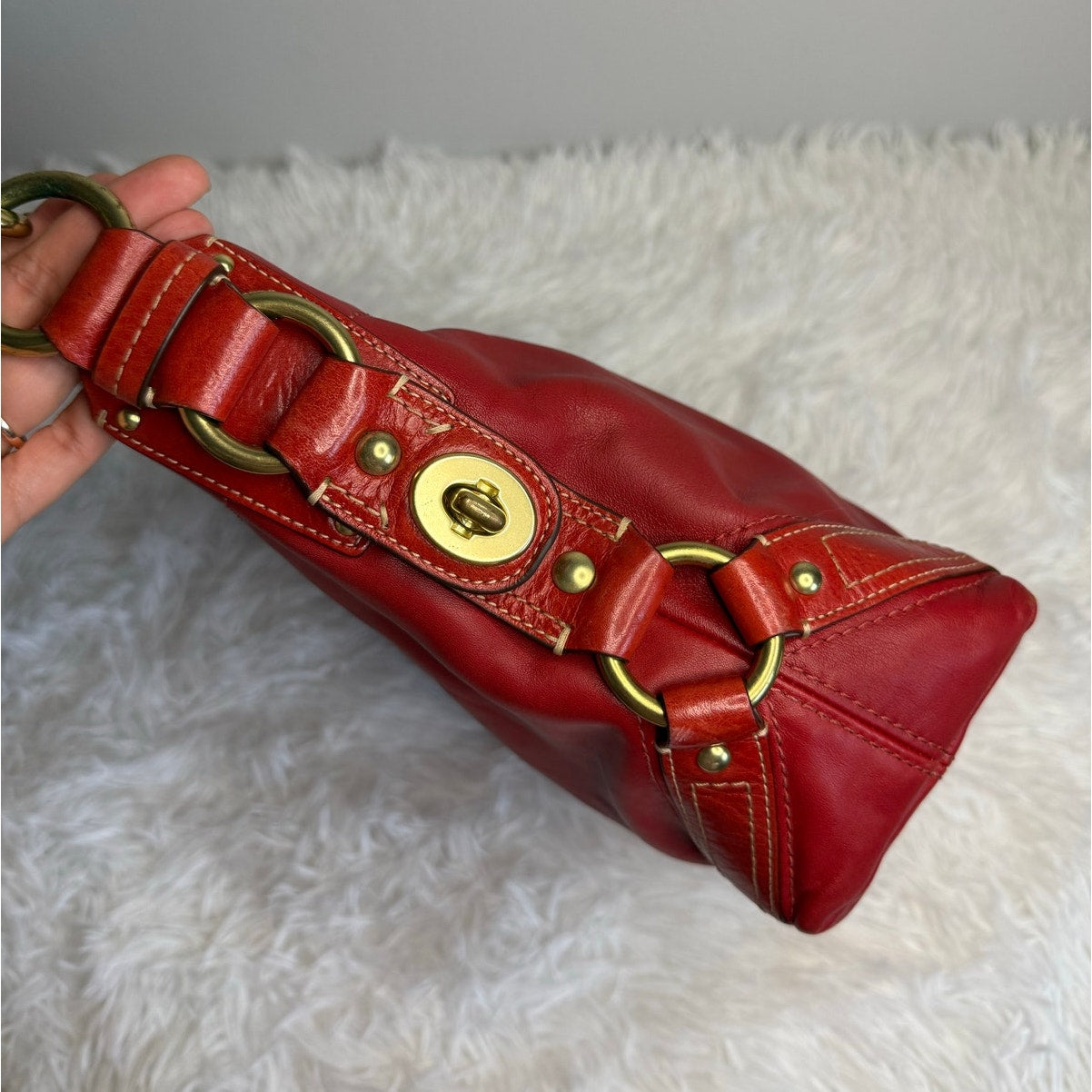 y2k COACH 2007 Red Carly 10615 Shoulder Bag