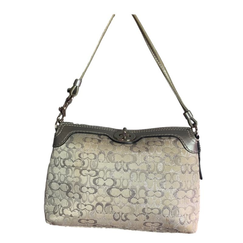 COACH y2k Silver Signature Canvas Mini Purse / Wristlet