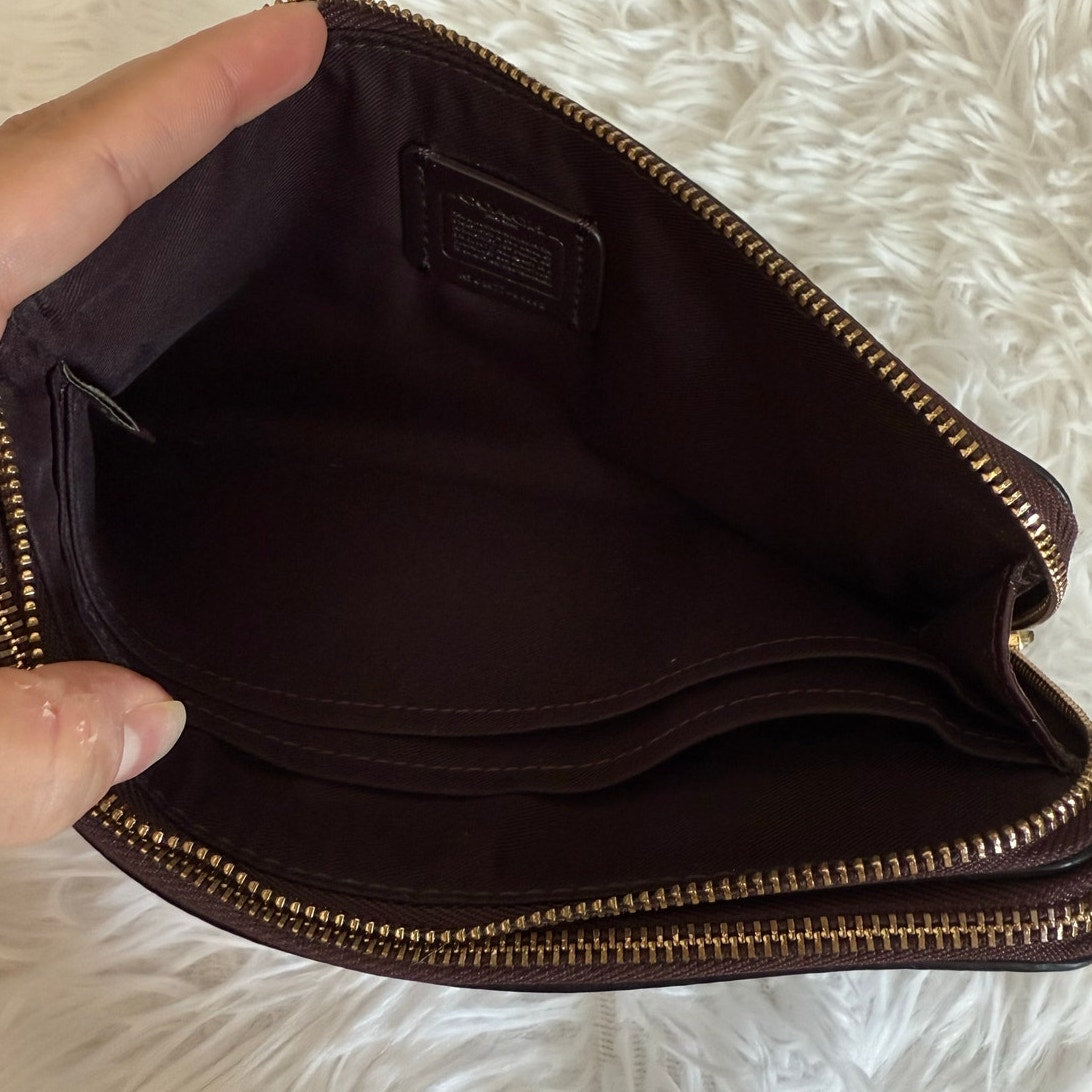 COACH Brown Double Zipper Wristlet with Card Slot