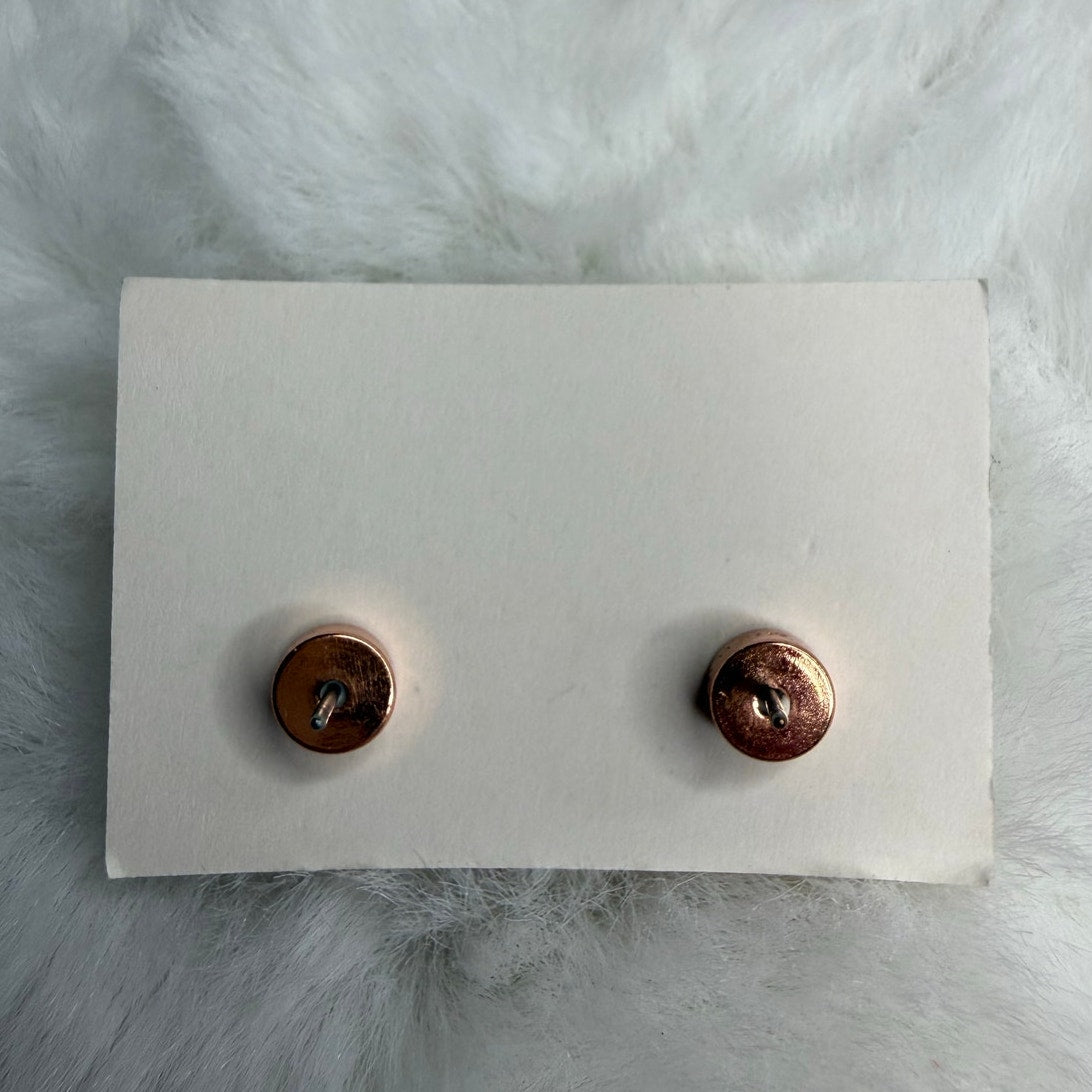 MICHAEL KORS Est 1981 Rose Gold-Tone Logo Padlock Stud Earrings