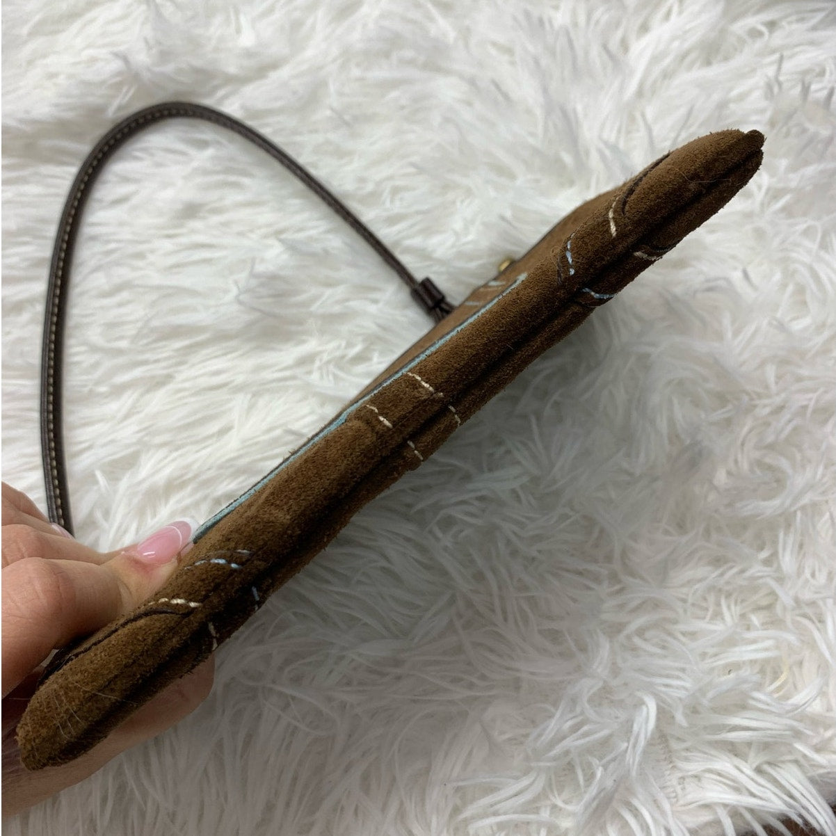 y2k COACH Vintage Brown Suede Wristlet