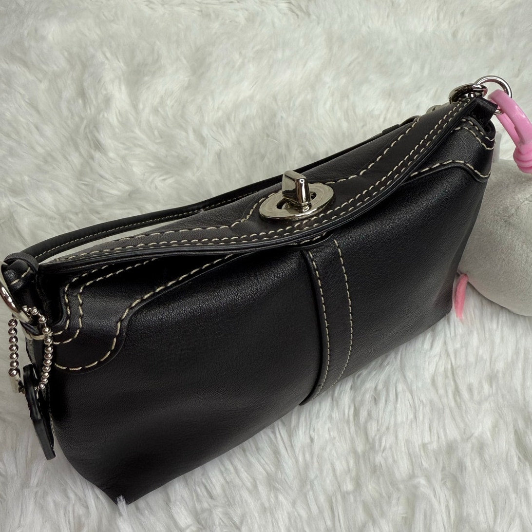 y2k COACH Black Signature Canvas Mini Purse / Wristlet