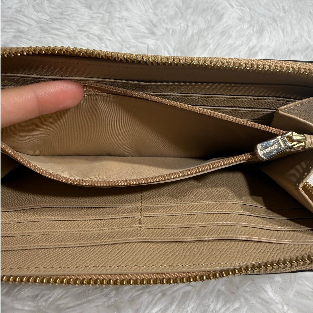 Coach Zip-around Neutral Beige Wallet