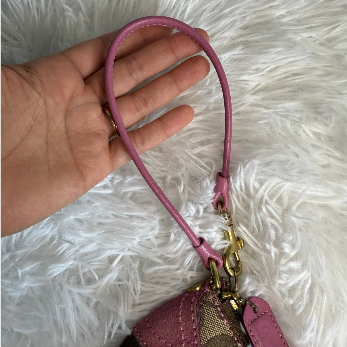 y2k COACH Pink Brown Signature Wristlet