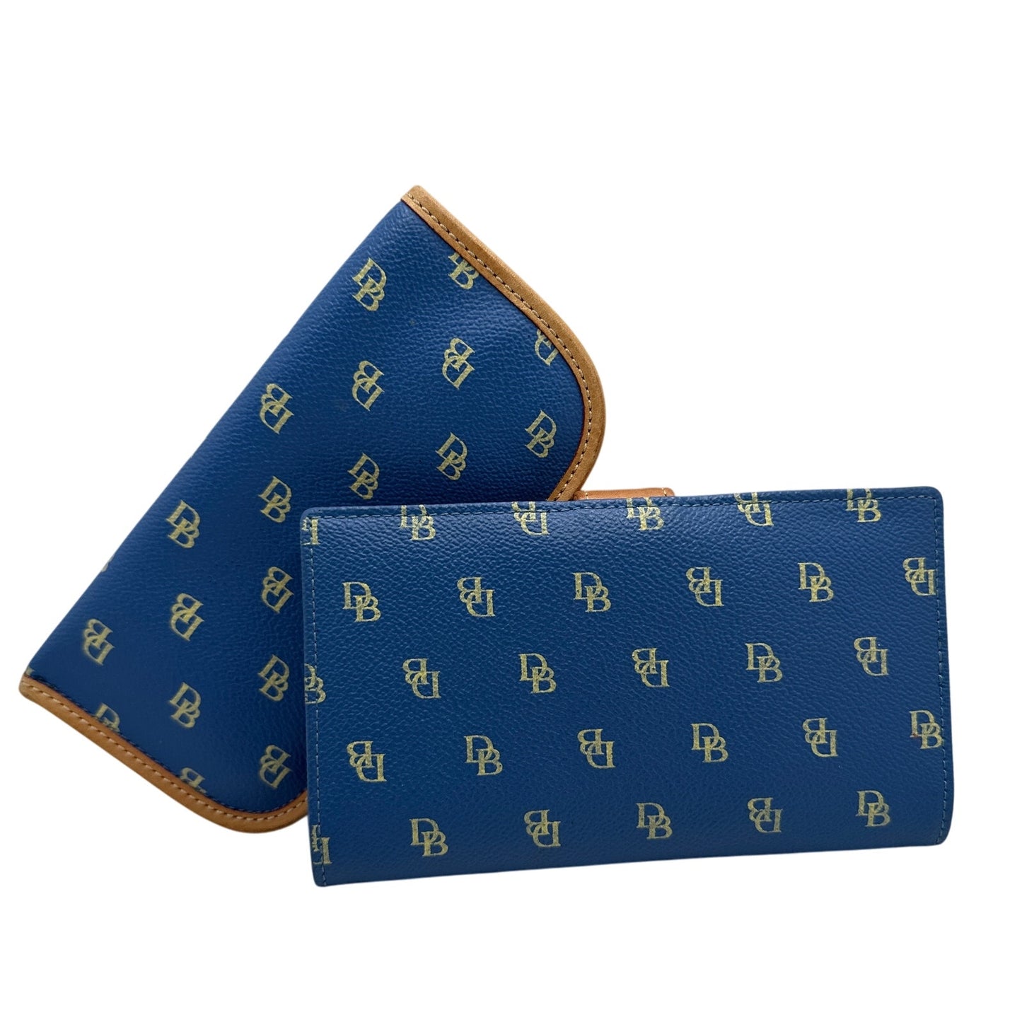 DOONEY & BOURKE Blue and Tan Signature Checkbook Wallet & Sunglasses holder