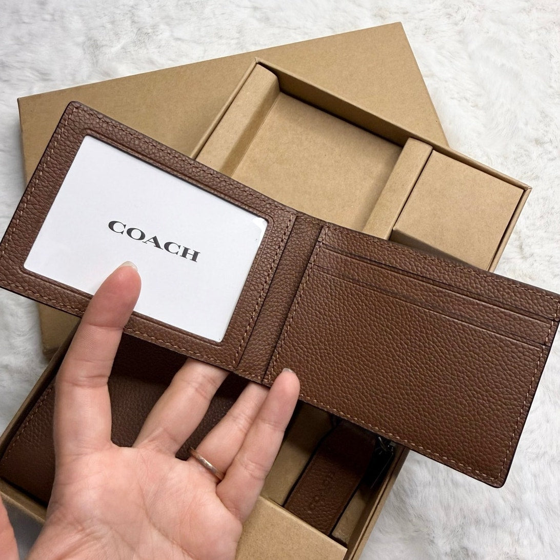 NIB / NWT COACH Men Unisex Brown Gift Set of 3 Wallets Keychain
