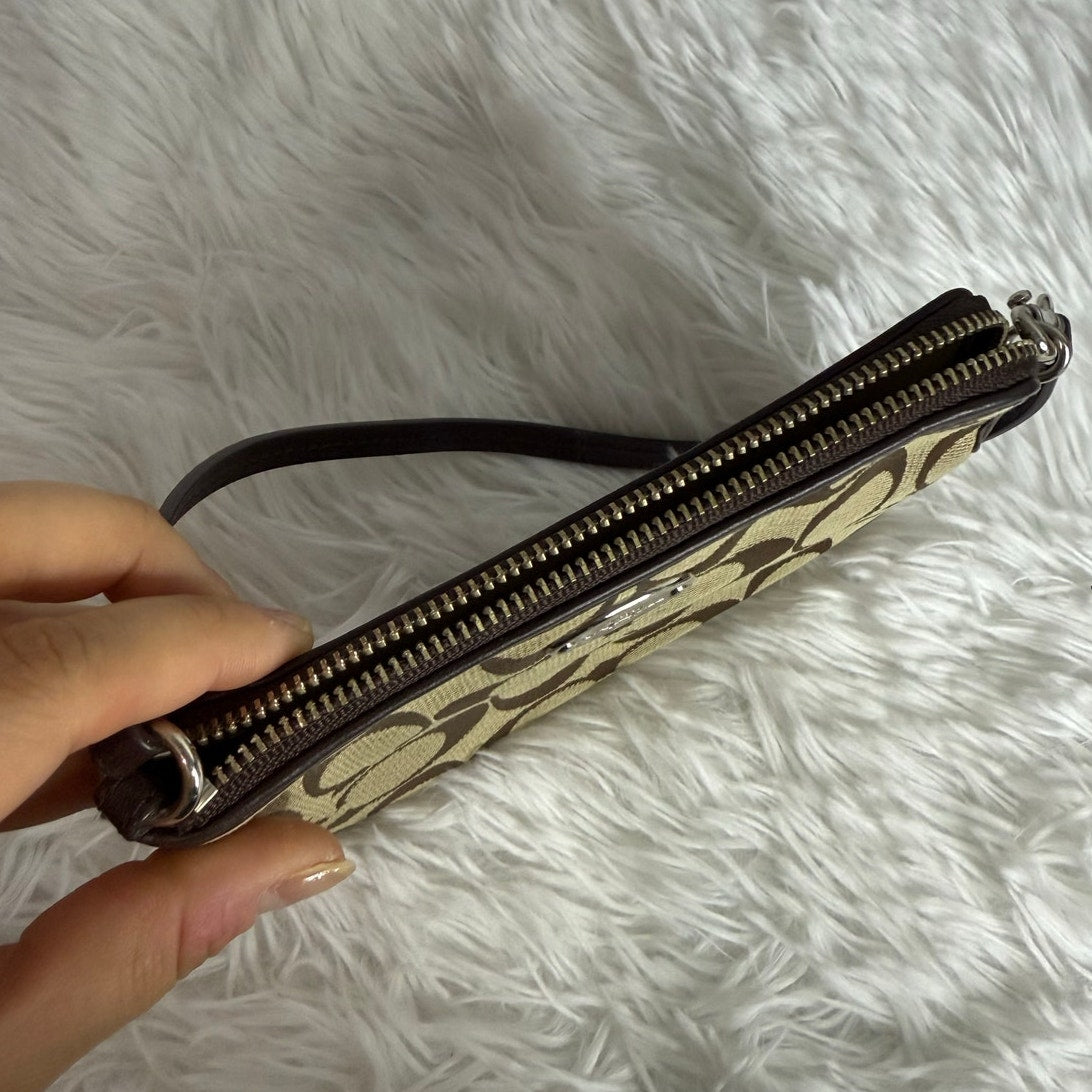 COACH Brown Signature Canvas Wristlet