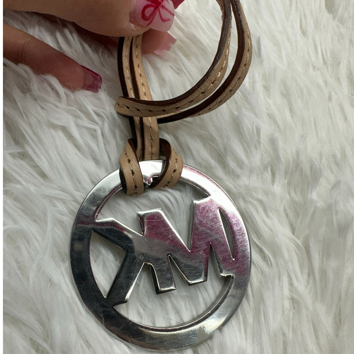 Michael Kors Tan Silver Logo Bag Charm