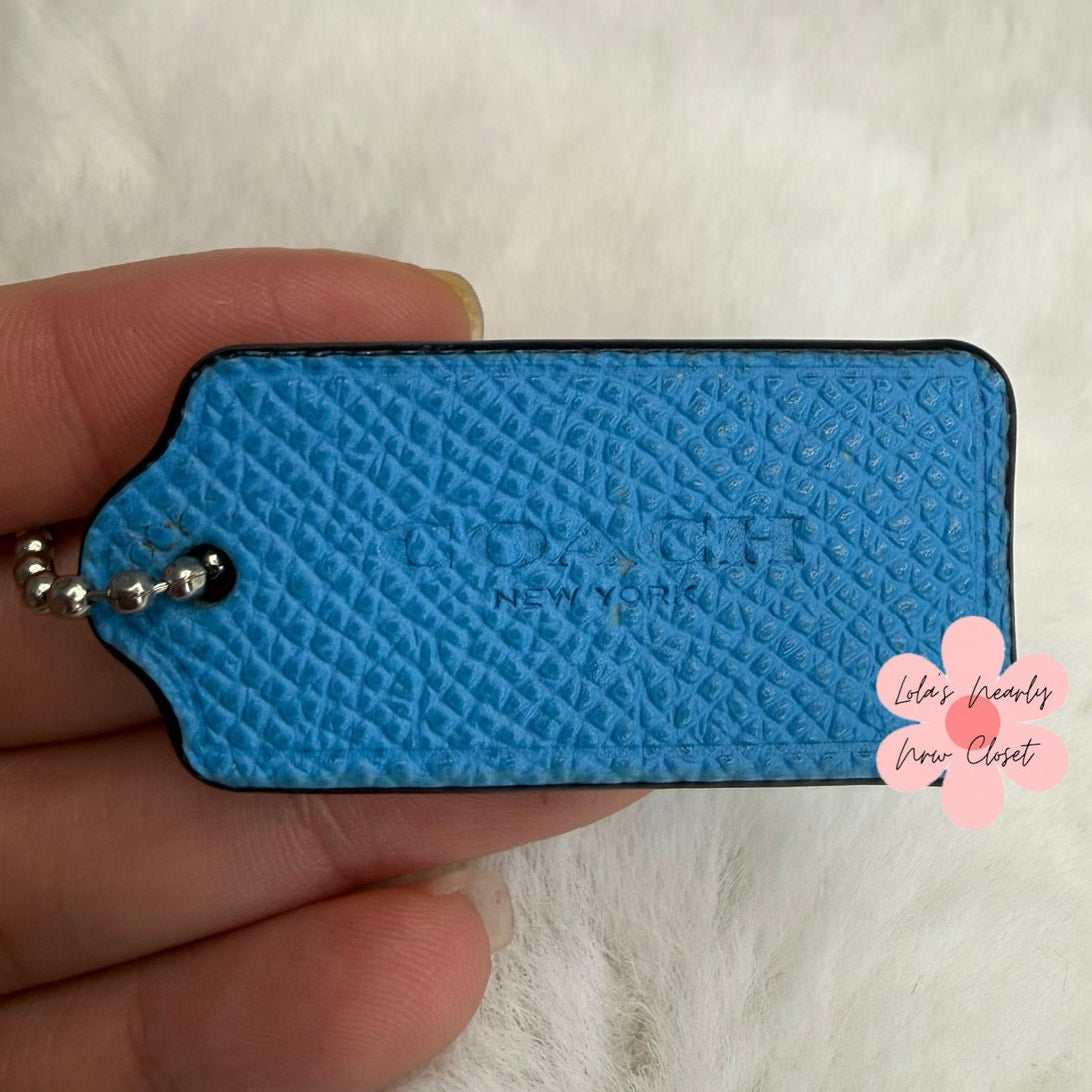 1.5" COACH Blue Fob Bag Charm Hang tag Hangtag