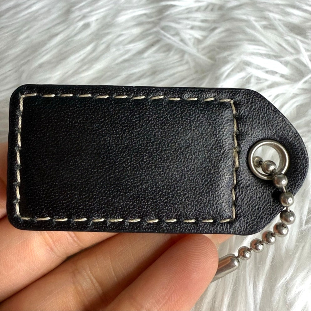 2.5" y2k COACH Vintage Blue Black Fob Bag Charm Hang tag Hangtag