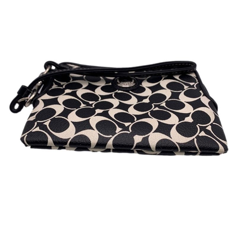 COACH Black White Signature Coated Canvas Wristlet