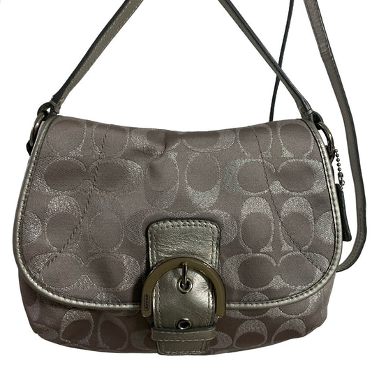 COACH Gray Silver Signature Canvas Crossbody