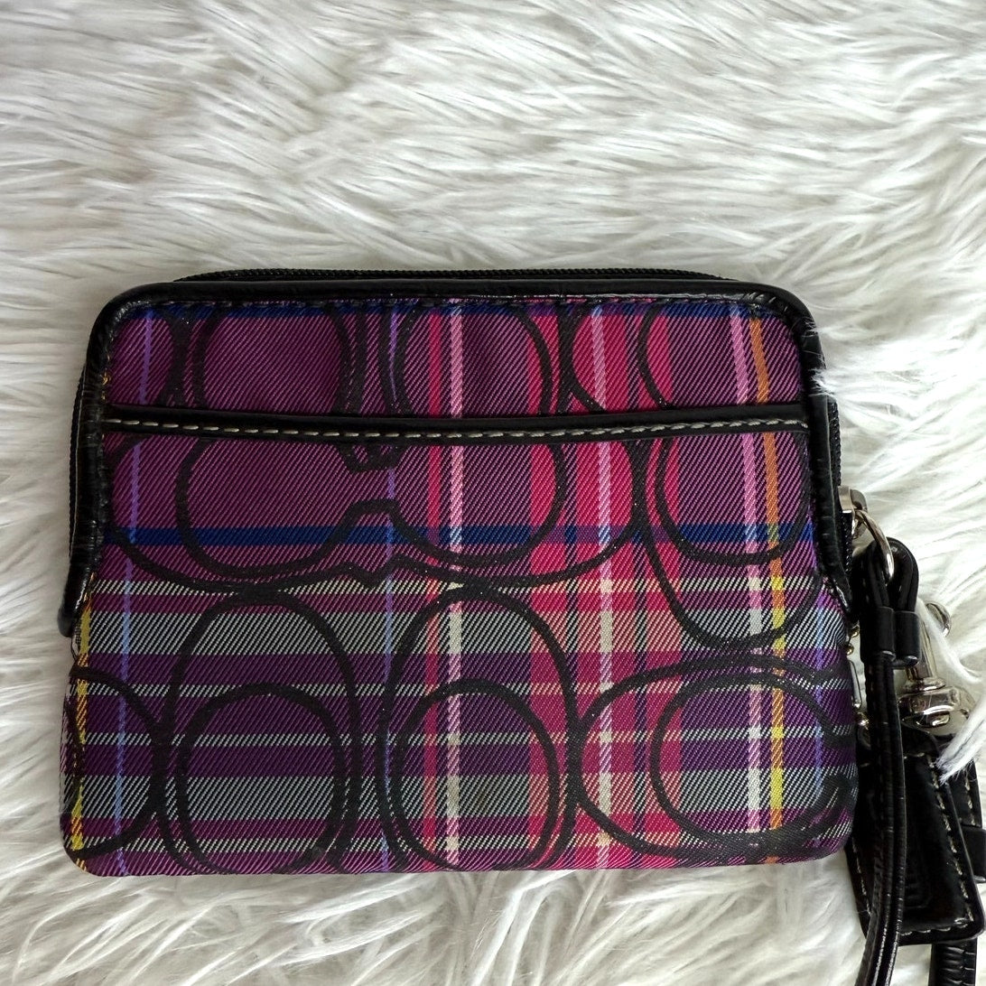 COACH y2k Signature Black and Hot Pink Canvas Wallet Wristlet