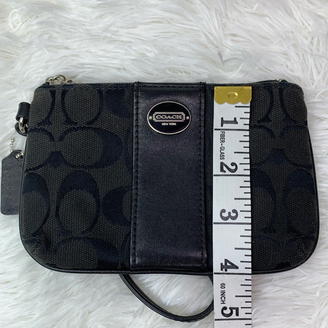COACH Black Signature Canvas Wristlet