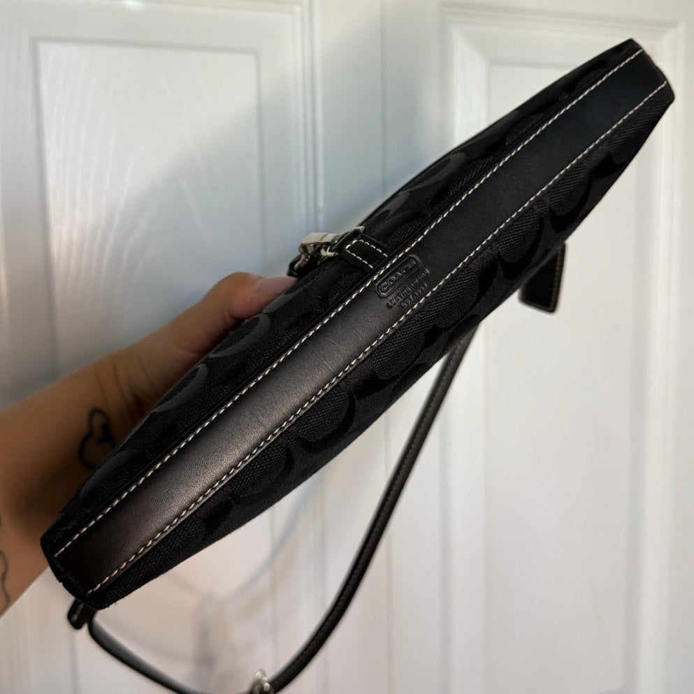 y2k Coach Vintage Signature Black Baguette Bag Mini Shoulder Bag