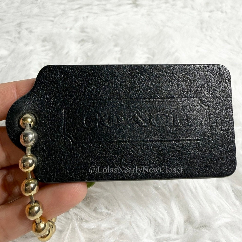 3.5" COACH Large Black Fob Bag Charm Hang tag Hangtag