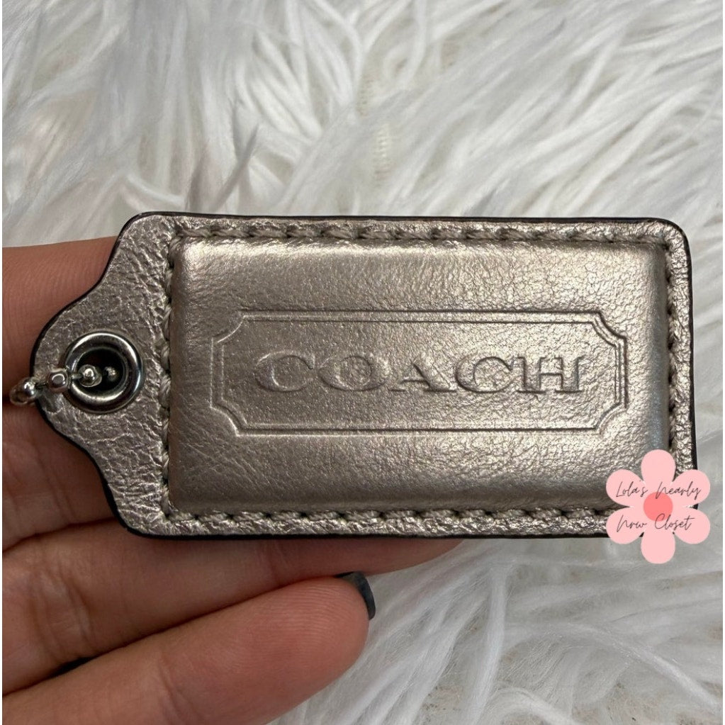 2" COACH Silver Fob Bag Charm Hang tag Hangtag